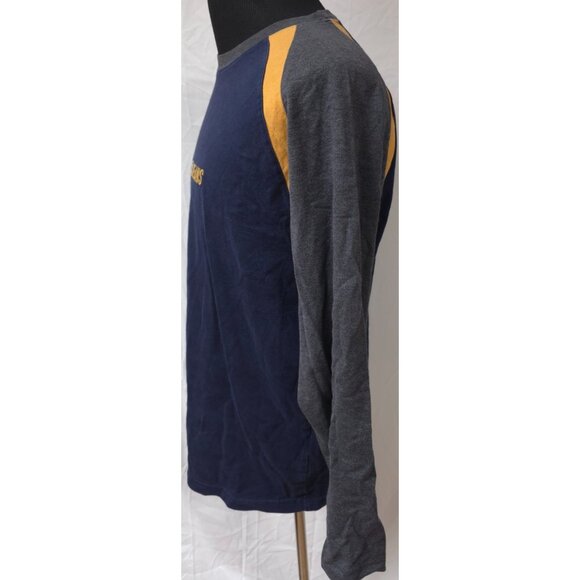Nautica Jeans Co Mens M Blue Grey Yellow Logo Long Sleeve Heavy Spellout T-Shirt - Picture 7 of 13